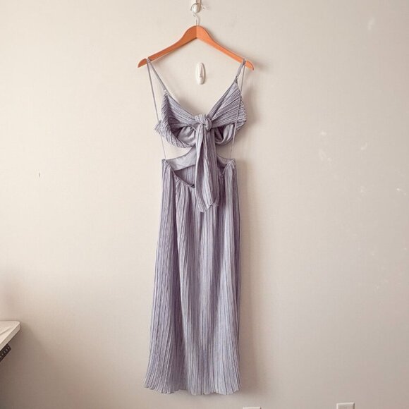 Zara Cut Out Pleated Midi Long Dress Light Blue Size Medium - Picture 8 of 10